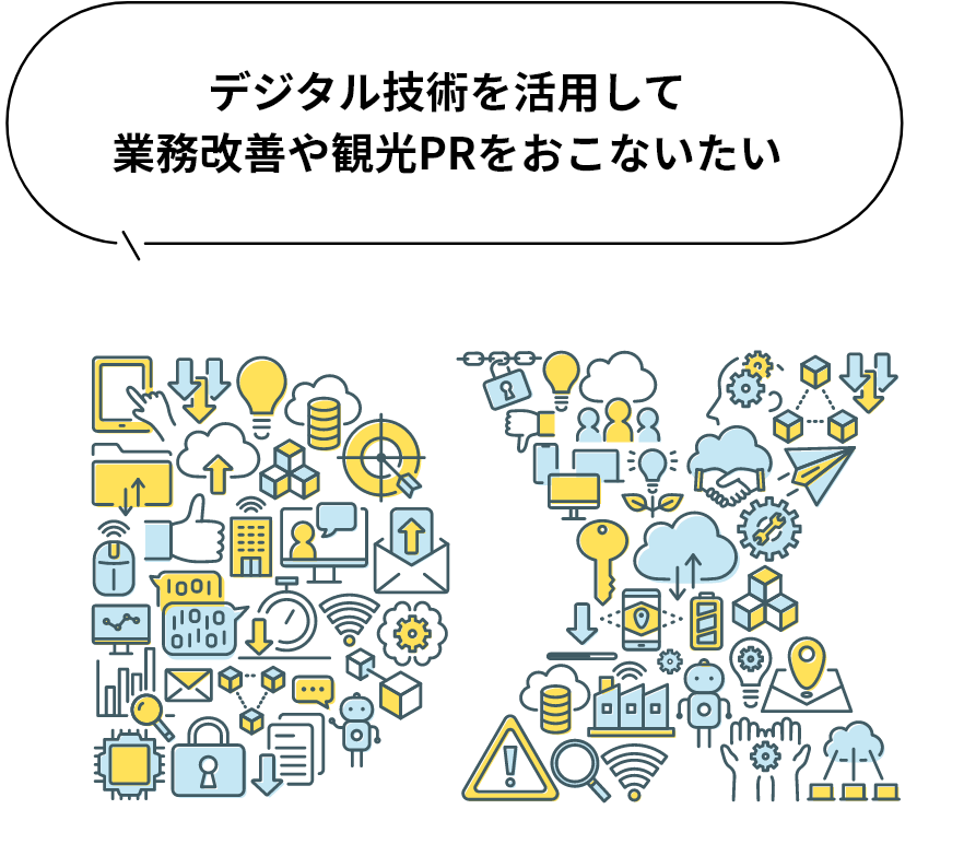 デジタル技術を活用して業務改善や観光PRをおこないたい